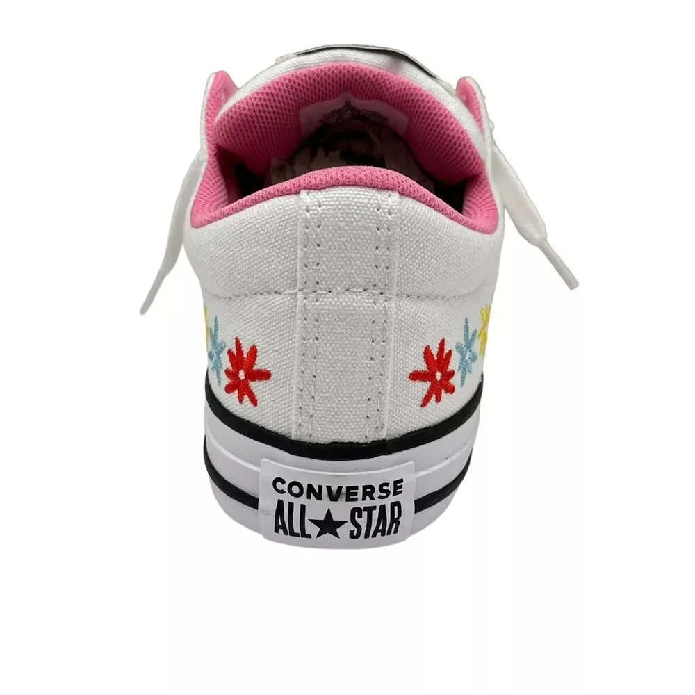 Converse Chuck Taylor AllStar Youth Girls Embroidered Slip-on Shoes Size 3 White